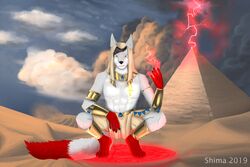  african_golden_wolf anthro canid canine canis clothing desert dog_tags egyptian egyptian_clothing egyptian_mythology egyptian_wolf jewelry magic magic_user male mammal middle_eastern_mythology mythology necklace shaman shima_laqi solo tribal_spellcaster wolf 