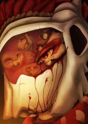  2025 5_fingers absurd_res anthro armor blood blue_eyes bodily_fluids bodypaint brown_body brown_eyes brown_fur bust_portrait canid canine canis clothed clothing colored countershading coyote crying digital_drawing_(artwork) digital_media_(artwork) domestic_dog ear_piercing eye_contact eyelashes face_paint facial_markings feathers female fingers front_view fur glistening glistening_eyes group head_markings headgear helmet hi_res hyacinth1971 jakob_(laika_aged_through_blood) laika_(laika_aged_through_blood) laika_aged_through_blood light lighting looking_at_another looking_at_viewer looking_back male mammal markings maya_(laika_aged_through_blood) pattern_clothing piercing portrait puppy_(laika_aged_through_blood) reflection shaded shattered_glass shaza_(laika_aged_through_blood) signature simple_background smile tears teeth text thick_eyelashes 