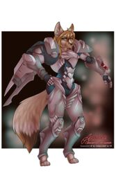  2:3 alpha_channel anthro armor azaleesh blizzard_entertainment canid canine fennec_fox fox hi_res machine mammal overwatch pharah_(overwatch) pose power_armor rocket solo susanovitch true_fox wrist_rocket 