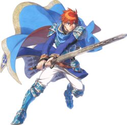  1boy armor blue_eyes durandal_(fire_emblem) eliwood_(fire_emblem) fire_emblem fire_emblem:_the_blazing_blade fire_emblem_heroes full_body highres male_focus miyuu official_art red_hair solo sword transparent_background weapon 