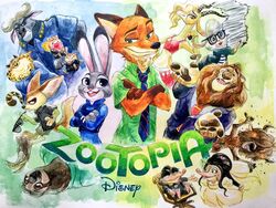  antelope anthro benjamin_clawhauser bovid bovine canid canine cape_buffalo caprine cheetah chief_bogo clothed clothing dawn_bellwether disney domestic_sheep eyewear felid feline female fennec_fox finnick_(zootopia) fox gazelle gazelle_(zootopia) grant&#039;s_gazelle group hi_res horn judy_hopps lagomorph leodore_lionheart leporid lion male mammal nanger necktie nick_wilde pantherine police police_uniform rabbit red_fox sheep shirt sunglasses topwear traditional_media_(artwork) true_antelope true_fox uniform yak yax z_tsuruo zootopia 