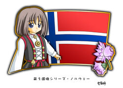  blue_eyes female flag flower murakami_senami norway norwegian_flag 