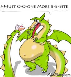  abobarseem avoid_posting belly cake claws cuphead_(game) dessert dragon european_mythology fangs food grim_matchstick hi_res long_tongue male moobs mythological_creature mythological_scalie mythology navel overweight scalie teeth text tongue tongue_out watermark western_dragon 