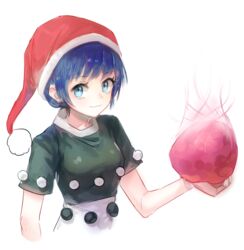  blob blue_eyes blue_hair doremy_sweet dress female keemoringo looking_at_viewer nightgown short_hair short_sleeves simple_background smile solo touhou upper_body white_background 