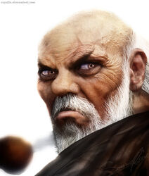  beard capcom facial_hair gouken male male_focus realistic scar street_fighter street_fighter_iv white_hair 