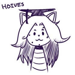  2015 ambiguous_gender clothing english_text hat headgear headwear hives looking_at_viewer low_res monochrome solo square_academic_cap tem temmie_(undertale) text undertale undertale_(series) unknown_artist 