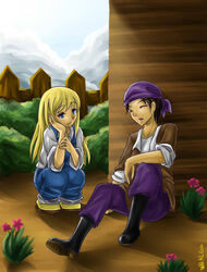  artist_request blonde_hair claire_(harvest_moon) harvest_moon kai_(harvest_moon) 