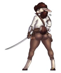  2016 adventurer alpha_channel anklet anthro armor ass bag belt big_butt biped black_powder_weapon bracers brown_body brown_fur brown_hair clothed clothing collar digital_media_(artwork) digitigrade ear_piercing english_text female flintlock flintlock_pistol fur grey_eyes gun hair hi_res jewelry lagomorph leather leporid long_ears looking_at_viewer mammal melee_weapon multicolored_body multicolored_fur nilla_(artist) piercing rabbit ranged_weapon sabre_(weapon) scabbard short_tail simple_background solo spread_legs spreading standing sword tail tan_body tan_fur text thick_thighs transparent_background two_tone_body two_tone_fur vanilla_(nilla) weapon wide_hips wide_stance 