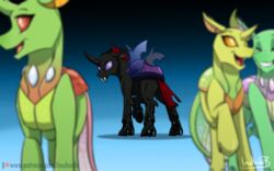  16:10 2017 arthropod changeling digital_media_(artwork) friendship_is_magic group hasbro inuhoshi-to-darkpen left_out male my_little_pony pharynx_(mlp) reformed_changeling widescreen wings 