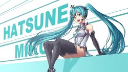  :d athenawyrm black_footwear black_gloves blue_eyes blue_hair blue_necktie boots breasts character_name cleavage commentary crown elbow_gloves female floating_hair gloves goodsmile_racing grey_hairband hair_between_eyes hairband hatsune_miku headphones headset highres leotard long_hair medium_breasts microphone mini_crown necktie open_mouth racing_miku racing_miku_(2013) showgirl_skirt sitting smile solo thigh_boots thighhighs twintails very_long_hair vocaloid white_leotard 