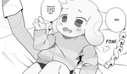  anthro asriel_dreemurr bed blush boss_monster_(undertale) bovid caprine clothed clothing conditional_dnp crybleat dialogue duo faceless_character faceless_male fur furniture lolicon long_ears male mammal meme open_mouth pillow pomf purple_eyes smile sweater text topwear tuft undertale undertale_(series) white_body white_fur young 