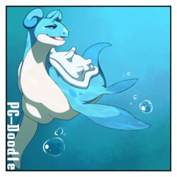  1:1 2019 border countershading digital_media_(artwork) female feral generation_1_pokemon lapras nintendo pc-doodle pokemon pokemon_(species) sea solo water white_border 