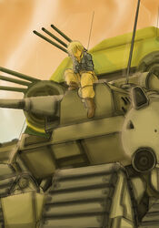  aline_nazon arleen_nazon ground_assault_type_guntank gundam gundam_ms_igloo guntank mecha ryu3224 sitting 