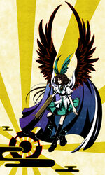  arm_cannon cape commentary_request female kisaragi_you reiuji_utsuho solo touhou weapon wings 