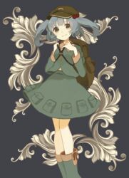  backpack bad_id bad_pixiv_id bag boots female hat kawashiro_nitori key rubber_boots skirt skirt_set smile sn2562 solo touhou two_side_up 