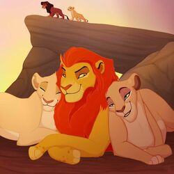  1:1 aged_up better_version_at_source canon cuddling disney felid female feral feral_on_feral group kiara_(the_lion_king) kion_(the_lion_guard) kovu_(the_lion_king) lion male male/female mammal pantherine purespiritflower_(artist) romantic romantic_ambiance romantic_couple the_lion_guard the_lion_king tiifu zuri_(tlg) 