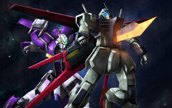  backstab commentary_request dagger_l gat-x105c_strike-c gomibako_(shirokumatei) gundam gundam_seed gundam_seed_a-star knife mecha no_humans original robot space 