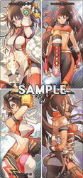  ass bandage bandaid boots brawler brawler_(dungeon_and_fighter) breasts brick brown_hair china_dress chinese_clothes dfo dress dungeon_&amp;_fighter dungeon_and_fighter dungeon_fighter_online fighter fighter_(dungeon_and_fighter) fingerless_gloves gloves grappler grappler_(dungeon_&amp;_fighter) headband knife knives long_hair midriff navel nen_master open_mouth ponytail purple_eyes scar scars short_hair smile striker throwing_knife very_long_hair weapon 