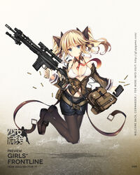  ar-10 bag bare_shoulders battle_rifle belt bikini bikini_top_only black_footwear black_pantyhose black_ribbon black_shorts blazer blonde_hair blue_eyes blush bow bow_panties breasts brown_jacket buckle bullet character_name closed_mouth clothes_writing collarbone copyright_name detached_collar female floating frown full_body girls&#039;_frontline gun hair_ornament hair_ribbon headset highres holding holding_gun holding_magazine_(weapon) holding_weapon jacket jianren larue_tactical_obr legs_up light_smile loafers logo long_hair long_sleeves magazine_(weapon) medium_breasts midriff navel necktie obr_(girls&#039;_frontline) off_shoulder official_art open_clothes open_fly open_jacket panties panties_under_pantyhose pantyhose partially_unbuttoned promotional_art red_necktie ribbon rifle scope shiny_skin shoes short_shorts shorts shoulder_bag sidelocks solo stomach swimsuit trigger_discipline twintails underwear weapon white_bikini wide_sleeves 