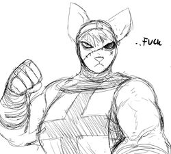  anthro better_version_at_source big_breasts black_and_white breasts cat_knight clothed clothing dialogue donk_sis_(hladilnik) english_text felid feline female hladilnik mammal mask monochrome omae_wa_mou_shindeiru text wrestling wrestling_match 