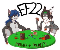  2016 9aia alcohol alpha_channel anthro beverage card card_game domestic_cat door duo ef22 eurofurence felid feline felis furniture gaming lynx maho-gato male mammal munty name_badge poker table 