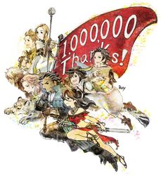  4boys 4girls alfyn_greengrass bandages blonde_hair bracelet braid brown_hair cape commentary_request cyrus_albright dress everyone gloves green_eyes h&#039;aanit_(octopath_traveler) hat ikusy jewelry linde_(octopath_traveler) long_hair mole mole_under_mouth multiple_boys multiple_girls necklace octopath_traveler octopath_traveler_i official_art olberic_eisenberg ophilia_clement primrose_azelhart scar short_hair simple_background smile snow_leopard therion_(octopath_traveler) tressa_colzione white_background 