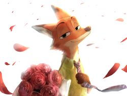  2016 4:3 absurd_res anthro canid canine chasefox disney flower fox fur hi_res male mammal nick_wilde plant red_fox rose_(flower) solo true_fox zootopia 