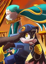  anthro bandai_namco clothing domestic_cat duo felid feline felis fur hat headgear headwear king_of_sorrow klonoa klonoa_(series) male mammal simple_background terrac0tta young 