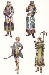  3boys absurdres armor blonde_hair book boots bow_(weapon) brown_hair female green_eyes highres lips lipstick makeup masato_(valkyrie_profile) multiple_boys photoshop_(medium) phyress robe seluvia shoes short_hair valkyrie_profile_(series) valkyrie_profile_2:_silmeria weapon white_background xehnon yamashita_shun&#039;ya 