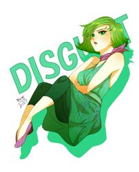  bad_id bad_pixiv_id character_name commentary_request disgust_(inside_out) female flats green_eyes green_hair green_leggings inside_out leggings mum_(pixiv1182764) personification short_hair solo 