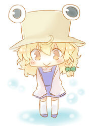  :&gt; alternate_costume blonde_hair braid chibi cosplay female kirisame_marisa mokku moriya_suwako moriya_suwako_(cosplay) new_super_marisa_land pyonta solo thighhighs touhou yellow_eyes 