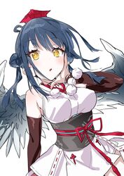  :o bad_id bad_twitter_id black_hair black_wings commentary detached_sleeves double_bun feathered_wings female h_(eitilog) hair_bun hair_tie hand_on_own_face hat highres japanese_clothes kimono looking_at_viewer nijisanji obi open_mouth pom_pom_(clothes) red_hat sash short_kimono simple_background sleeveless sleeveless_kimono solo standing tengu tokin_hat two_side_up virtual_youtuber white_background white_kimono wings yamagami_karuta yamagami_karuta_(1st_costume) yellow_eyes 