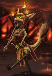  anthro clothing female fire happy hi_res high_collar jewelry mammal melee_weapon necklace oniontrain out-of-placers robe solo staff sword tail tail_tuft tuft warhammer_(franchise) warhammer_fantasy weapon yinglet 