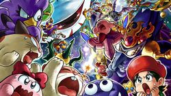  adeleine broom chuchu_(kirby) coo_(kirby) dragoon_(kirby) dyna_blade galactic_nova gooey gryll_(kirby) hydra_(kirby) jizo_yukari king_dedede kirby kirby_(series) long_nose marx meta_knight nago_(kirby) nightmare_(kirby) nintendo pitch_(kirby) red_sclera ribbon_(kirby) rick_(kirby) shouting star_rod sweatdrop zero_two_(kirby) 