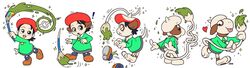  absurd_res adeleine_(kirby) anthro brush clothing exclamation_point female footwear fur fusion generation_2_pokemon hat headgear headwear heart_symbol hi_res kirby kirby_(series) magic mammal nicolaibunny nintendo paint paintbrush pokemon pokemon_(species) sequence shoes smeargle solo sparkles tongue tongue_out transformation 