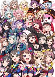  +_+ 6+girls :3 :d ;d ;q afterglow_(bang_dream!) animal_costume aoba_moca aqua_hair bang_dream! baseball_cap bass_guitar bear_costume black_choker black_hair black_headwear black_jacket blonde_hair blue_bow blue_eyes blue_flower blue_hair blue_neckwear bob_cut bow bowtie brown_hair choker chyoling commentary crop_top cross-laced_clothes crown drumsticks earrings electric_guitar everyone finger_to_cheek flower frills green_bow green_eyes green_neckwear grey_hair guitar hair_flower hair_ornament hair_ribbon hairband hairbow half_updo hanazono_tae hand_on_own_head hand_up hat hat_bow hazawa_tsugumi hello_happy_world! hikawa_hina hikawa_sayo hood hood_down hood_up hooded_jacket hoop_earrings ichigaya_arisa imai_lisa instrument jacket jewelry keytar kitazawa_hagumi light_blue_hair looking_at_another looking_at_viewer low_twintails making-of_available maruyama_aya mascot_costume matsubara_kanon michelle_(bang_dream!) minato_yukina mitake_ran multicolored_clothes multicolored_hair multiple_girls one_eye_closed one_side_up open_mouth orange_eyes orange_hair outstretched_hand pastel_palettes_(bang_dream!) pendant pink_bow pink_bowtie pink_hair plectrum pointing pointing_at_viewer polka_dot polka_dot_bow polka_dot_bowtie pom_pom_(clothes) ponytail poppin&#039;party purple_bow purple_bowtie purple_eyes purple_flower purple_hair red_bow red_bowtie red_eyes red_hair ribbon roselia_(bang_dream!) see-through see-through_sleeves seta_kaoru shirasagi_chisato shirokane_rinko short_hair smile smiley_face star_(symbol) star_hair_ornament streaked_hair striped_bow striped_bowtie striped_clothes striped_ribbon suspenders sweatdrop symbol-only_commentary tongue tongue_out top_hat toyama_kasumi tsurumaki_kokoro twintails udagawa_ako udagawa_tomoe uehara_himari ushigome_rimi v v-shaped_eyebrows w wakamiya_eve white_bow white_ribbon yamabuki_saya yamato_maya yellow_bow yellow_bowtie yellow_eyes yellow_ribbon 