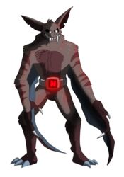  2020 absurd_res activision ambiguous_gender anthro artist_name battler_(crash_bandicoot) belt biped black_sclera brown_body brown_fur calesote514 claws crash_(series) fangs feet front_view full-length_portrait fur glowing glowing_eyes hi_res portrait simple_background solo standing talons teeth titan_(crash_bandicoot) toe_claws toes white_background white_eyes 