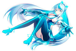  aqua_eyes aqua_hair ass bare_shoulders blue_dress blue_gloves breasts clothing_cutout detached_sleeves dress elbow_gloves eureka_iris female full_body gloves gradient hair_ornament kagachi_saku knees_up large_breasts liver_city long_hair looking_at_viewer multicolored_hair necktie official_art outstretched_arms parted_lips ponytail see-through see-through_sleeves simple_background solo thigh_cutout two-tone_hair underboob underboob_cutout very_long_hair virtual_youtuber white_background white_hair 