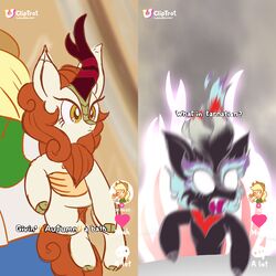  1:1 2021 amber_eyes applejack_(eg) asian_mythology autumn_blaze_(mlp) black_body black_fur chinese_mythology digital_media_(artwork) dragon duo east_asian_mythology english_text equestria_girls fangs female feral friendship_is_magic fur hair hasbro hi_res horn human kirin mammal meme my_little_pony mythological_creature mythological_scalie mythology nirik orange_hair scalie solo_focus tan_body tan_fur teeth text theratedrshimmer white_eyes 