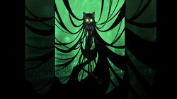  16:9 absurd_res anthro blood bodily_fluids book clothed clothing david_lillie domestic_cat dreamkeepers felid feline felis female fur glowing glowing_eyes green_body green_fur green_hair hair hi_res lilith_calah long_hair mammal official_art skimpy solo tendril_(dreamkeepers) wallpaper widescreen 