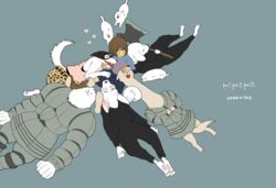  ! !! 3boys 3others :p akanistha androgynous animal animal_print annoying_dog armor axe blue_shorts boots brown_footwear brown_hair canine closed_eyes commentary_request copyright_name dogamy dogaressa doggo_(undertale) eyelashes fangs female frisk_(undertale) from_above greater_dog hand_on_another&#039;s_chin hand_on_another&#039;s_head happy headpat heart holding holding_weapon hood hood_down knee_boots lap_pillow leopard_print lesser_dog long_neck long_sleeves lying mask multiple_boys multiple_dogs multiple_others on_back on_side shirt short_hair shorts simple_background sitting sleeping stretched_neck striped t-shirt tank_top tongue tongue_out undertale weapon 