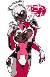  bad_id bad_pixiv_id breasts female finger_to_mouth handlebar humanoid_robot kinoshita_kirin no_eyes red_lips ressha_sentai_toqger robot solo super_sentai wagon_(ressha_sentai_toqger) 