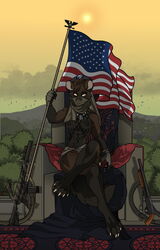  abs aleone alyph_ironclaws american_flag anthro ar-15 assault_rifle athletic athletic_female barefoot bone bone_necklace brown_body brown_fur carbine chair claws clock clothing colt_723 dark_body dark_fur detailed_background digitigrade dog_tags face_mask feet female fingerless_gloves fishnet_clothing fishnet_shirt fishnet_topwear flag flagpole forest fur furniture gloves gulonine gun handwear jewelry leaf looking_at_viewer mammal muscular muscular_anthro mustelid musteline necklace outside plant politics ranged_weapon rifle rug savage_model67 sawed-off_shotgun scarf shirt shotgun sitting solo sunrise throne topwear tree united_states_of_america watch weapon wolverine wristwatch yellow_eyes 