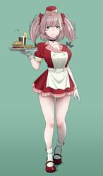  alternate_costume atlanta_(kancolle) blush breasts brown_hair burger cleavage closed_mouth cola collarbone dress drinking_straw earrings female food french_fries full_body gloves green_background grey_eyes hat highres jewelry kantai_collection large_breasts legs long_hair mikan_29344886 red_dress red_footwear red_hat shoes short_sleeves single_earring socks solo star_(symbol) star_earrings thighs two_side_up white_gloves white_socks 