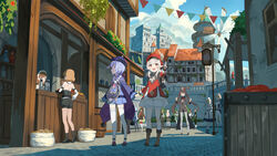  6+boys 6+girls :d absurdres ahoge amber_(genshin_impact) backpack bag barbara_(genshin_impact) bead_necklace beads blanche_(genshin_impact) bloomers blue_sky boots braid building cabbie_hat cape character_request chinese_clothes cloud cloudy_sky clover_print commentary day detached_sleeves diluc_(genshin_impact) dodoco_(genshin_impact) eula_(genshin_impact) eury_(genshin_impact) genshin_impact hair_between_eyes hair_ornament hairband hat hay highres holding_hands hu_tao_(genshin_impact) jean_(genshin_impact) jewelry jiangshi kaeya_(genshin_impact) klee_(genshin_impact) knee_boots kneehighs long_hair long_sleeves looking_at_viewer low_ponytail low_twintails mondstadt_city multiple_boys multiple_girls necklace nun ofuda outdoors pointing pointing_at_viewer pointy_ears qingdai_guanmao qiqi_(genshin_impact) randoseru scenery sen_(sennosenn1127) short_hair short_shorts short_sleeves shorts sidelocks single_braid sky skyline smile socks symbol-shaped_pupils thighhighs twintails underwear venti_(genshin_impact) wide_sleeves windmill 