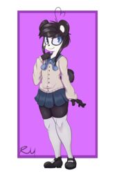  absurd_res bear bottomwear clothing female footwear furgonomics giant_panda hi_res ken_ashcorp kenny_(kenashcorp) legwear mammal redmoon83 shoes skirt socks solo tail tail_through_skirt 