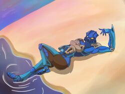  4:3 5_fingers beach bionicle crystal_knight_(artist) digital_media_(artwork) female fingers gali hi_res lego looking_at_viewer machine not_furry outside robot sand sea seaside sky solo water 