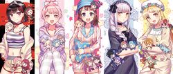  &gt;_&lt; &gt;_o 5girls :d ;d alternate_hairstyle aoba_moca aqua_hair bang_dream! black_bow black_dress black_hair black_hairband blonde_hair blue_eyes blush bow braid brown_hair character_doll closed_eyes commentary_request crop_top dress frilled_pillow frilled_sleeves frills frown grey_hair hair_bun hair_ornament hair_ribbon hair_up hairband hairbow hanazono_tae hand_on_own_hip hat hazawa_tsugumi head_scarf hikawa_hina hikawa_sayo holding_hands hood hood_down hoodie hug ichigaya_arisa imai_lisa jacket jewelry kitazawa_hagumi lipstick_mark lolita_hairband looking_at_viewer maruyama_aya matsubara_kanon michelle_(bang_dream!) minato_yukina mitake_ran mob_cap multicolored_hair multiple_girls navel nightgown on_shoulder one_eye_closed open_mouth orange_hair pajamas pantyhose pendant pillow purple_hair red_eyes red_hair ribbon shirasagi_chisato shirokane_rinko shirt short_hair short_shorts shorts sidelocks single_braid single_hair_bun sitting smile smiley_face star-shaped_pillow star_(symbol) streaked_hair striped_clothes striped_hoodie striped_pantyhose striped_shirt striped_shorts thighhighs tiny_(tini3030) toyama_kasumi tsurumaki_kokoro u_u udagawa_ako udagawa_tomoe uehara_himari ushigome_rimi vertical-striped_clothes vertical-striped_shirt vertical-striped_shorts wakamiya_eve white_bow white_hair white_ribbon x_hair_ornament xd yamabuki_saya yamato_maya yellow_eyes yellow_jacket yellow_shorts 