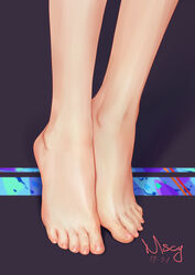  absurdres arched_soles bad_id bad_pixiv_id bare_legs barefoot close-up commentary_request dated feet feet_only female foot_focus highres miyama_tsubaki_me original out_of_frame photoshop_(medium) purple_background signature simple_background solo toenails toes 