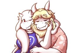  alpha_channel asgore_dreemurr azenzeph beard boss_monster bovid caprine closed_eyes clothing duo facial_hair fangs fur horn long_ears mammal one_eye_closed red_eyes shirt topwear toriel undertale video_games white_fur 